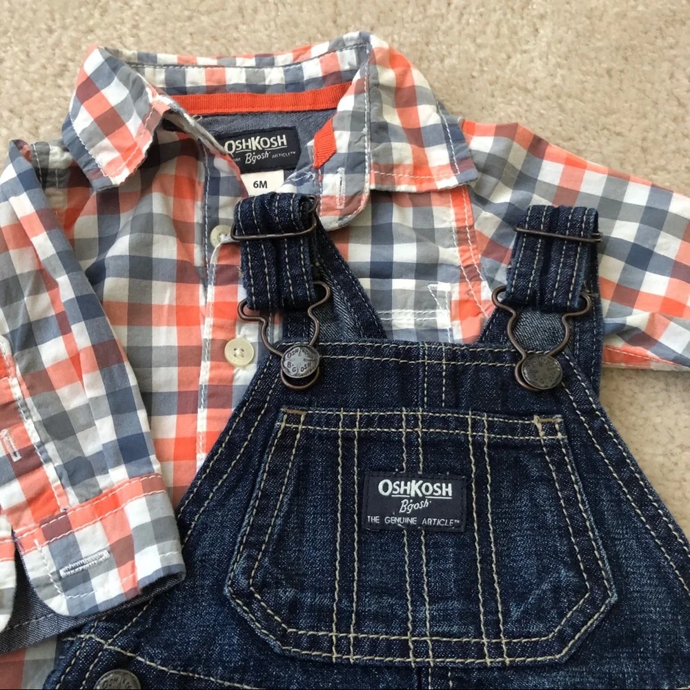 OshKosh B’gosh Overalls and Shirt Set Sz 6m